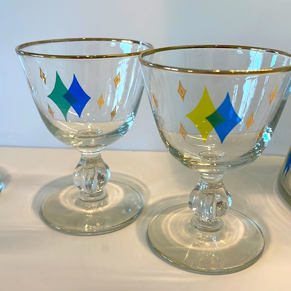 **SOLD******Unique MCM Vintage Libby Atomic Diamonds Cocktail Set of 5 - Picture 6 of 17
